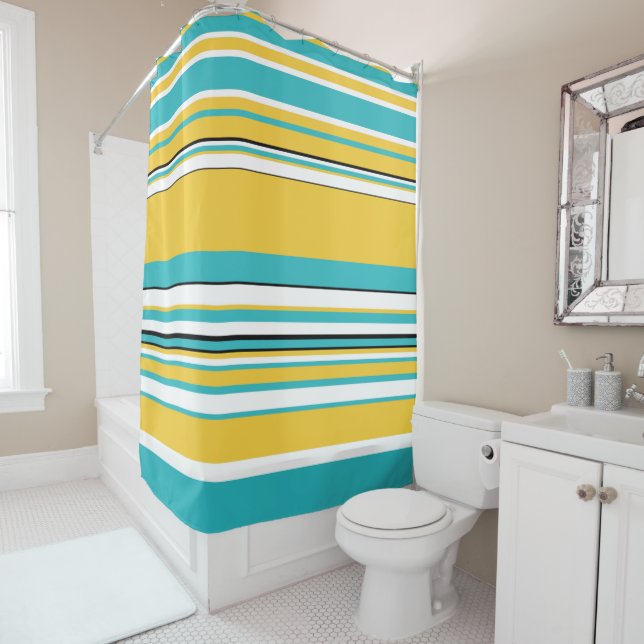 Complex Stripes - Turquoise and Yellow (In Situ)