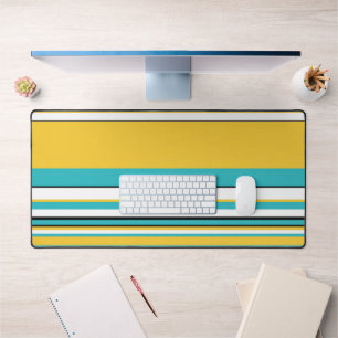 Complex Stripes - Turquoise and Yellow Desk Mat