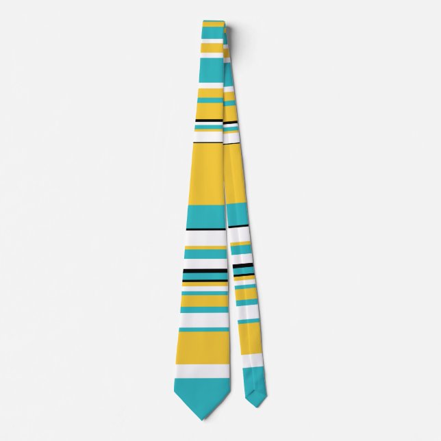 Complex Stripes - Turquoise and Yellow Tie (Front)