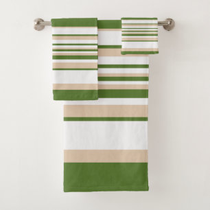 Complex Stripes - White, Sand and Palm Green Bath Towel Set