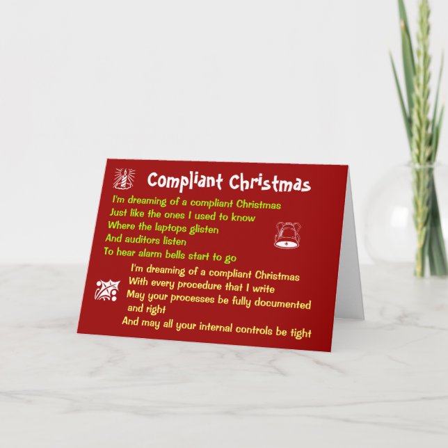 Compliant Christmas Funny Compliance Song Parody Holiday Card (Front)