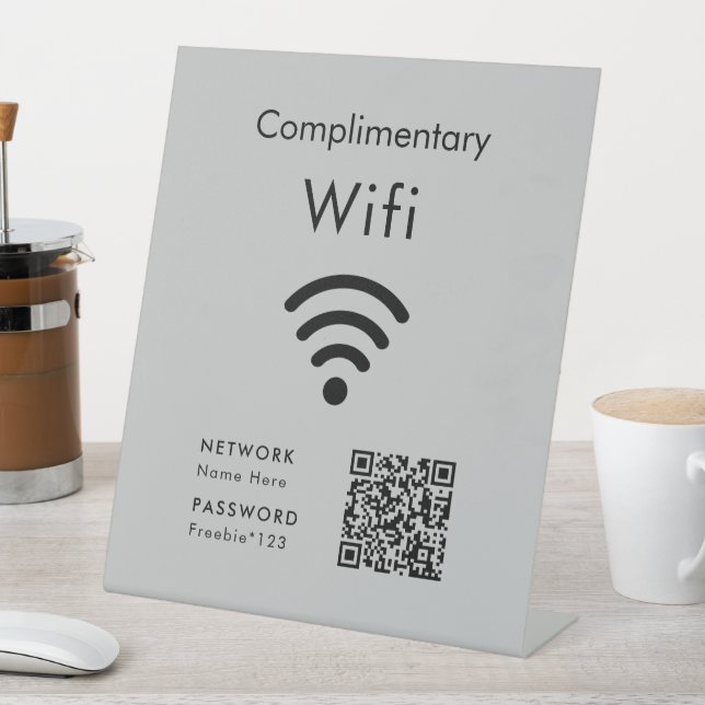 Complimentary Wifi Code Black & Gray Pedestal Sign (In SItu)
