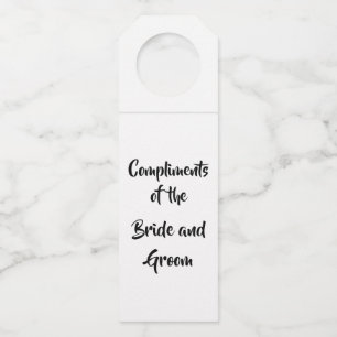 Compliments of the Bride and Groom Bottle Tag
