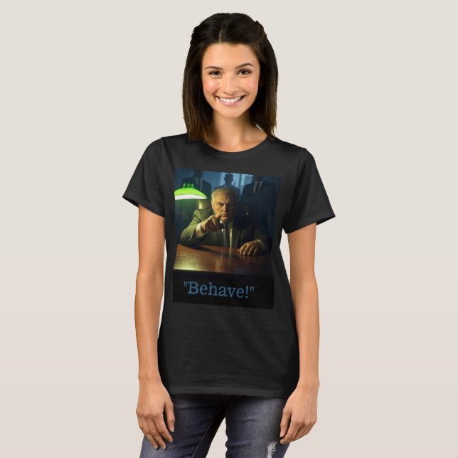 Comportement du patron femmes noir T-shirt (Devant entier)