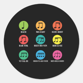 Composers Al Music Musical Notes Classic Round Sticker