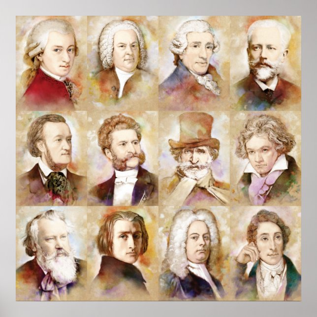 composers - Mozart, Bach, Beethoven and more! Poster (Front)