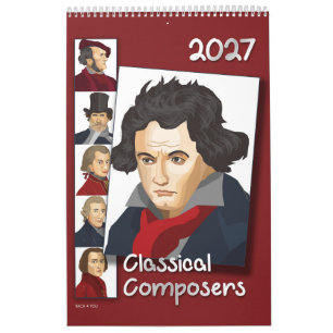 Composers Portraits, Modern Style, 2027 Calendar