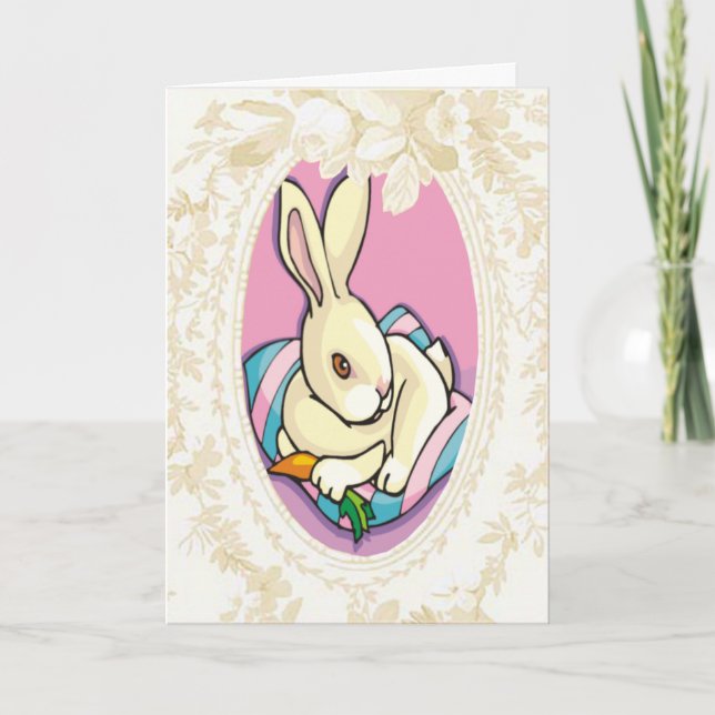 Composez Le Lapin Sur Une Carte De Pâques Coussin (Devant)