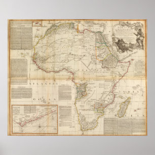 Composite Africa hand coloured map Poster