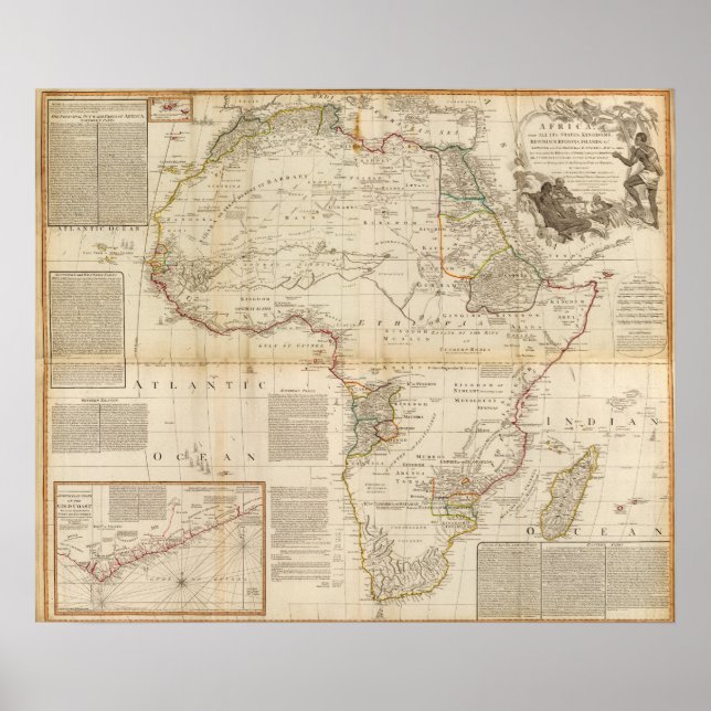 Composite Africa hand coloured map Poster (Front)
