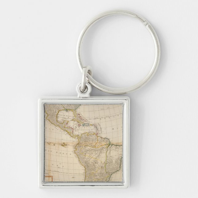 Composite America hand coloured map Keychain (Front)