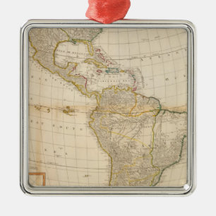 Composite America hand coloured map Metal Ornament
