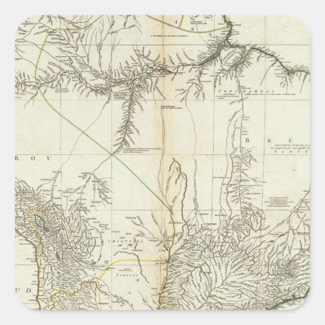 Composite American Engraved Map Square Sticker (Front)