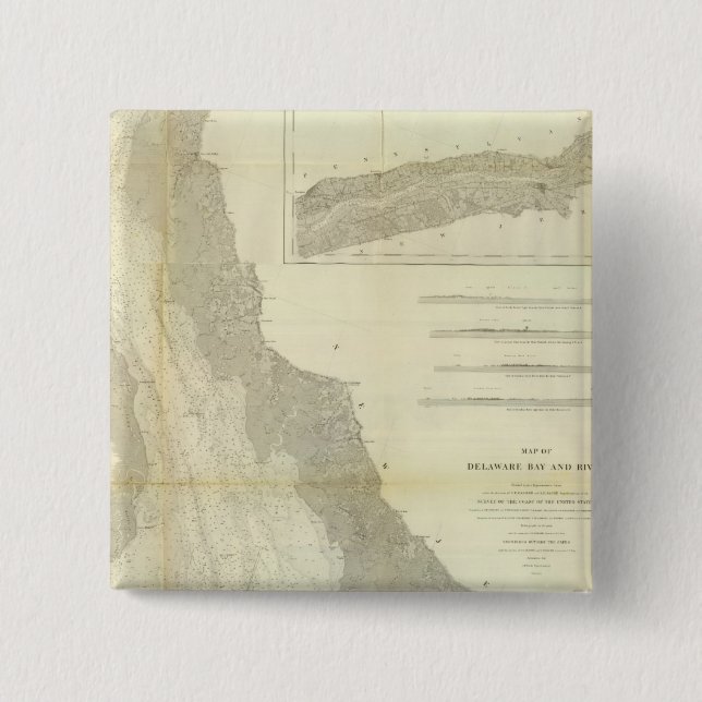 Composite Delaware Bay, River 2 Inch Square Button (Front)