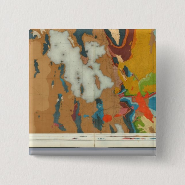 Composite Geological maps IV, 40th Parallel Survey 2 Inch Square Button (Front)