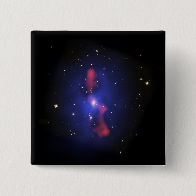 Composite image of a galaxy cluster 2 inch square button (Front)