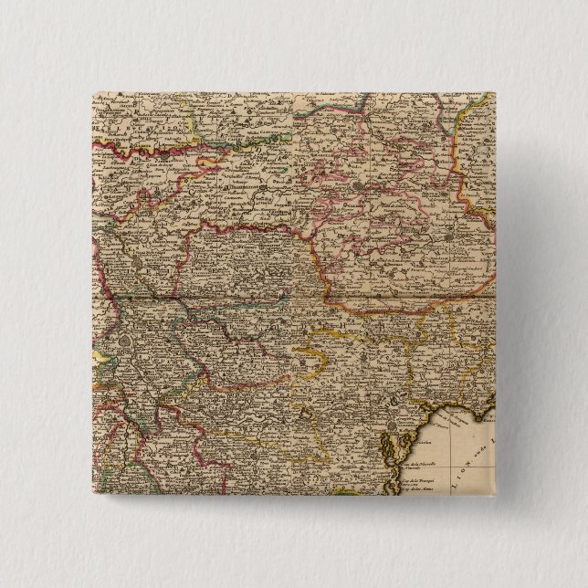 Composite map of french settlements 2 inch square button (Front)