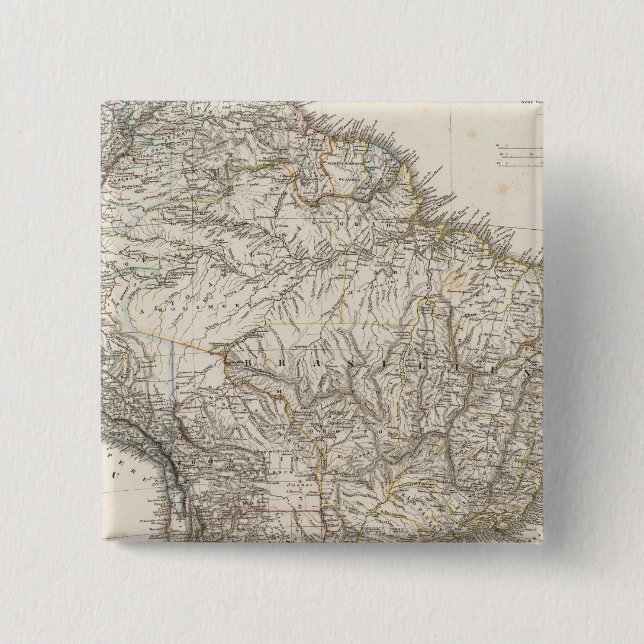 Composite Map of South America 2 Inch Square Button (Front)