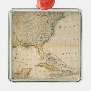 Composite North America hand coloured map Metal Ornament