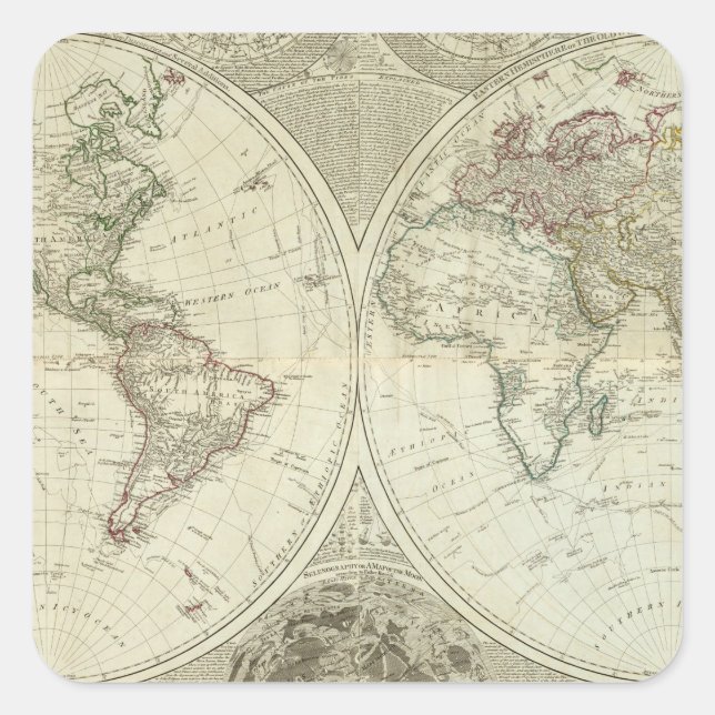 Composite World or terraqueous globe Square Sticker (Front)