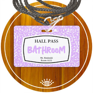 composition book bathroom hall pass for educators badge