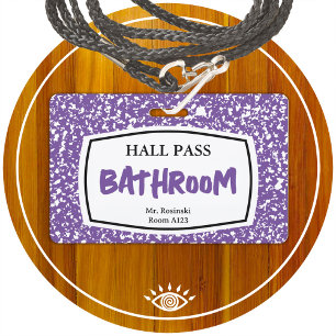 composition book bathroom hall pass for educators badge