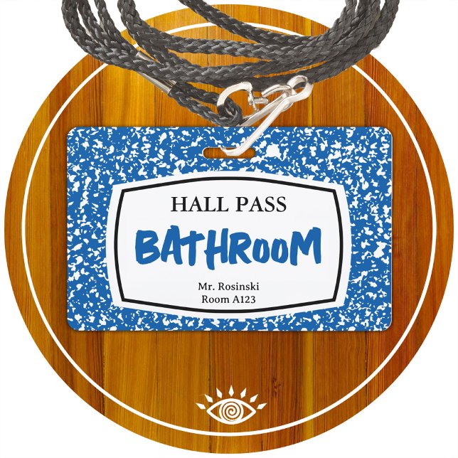 composition book bathroom hall pass for educators badge (Creator Uploaded)