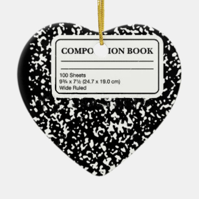 Composition Book Ceramic Ornament (Front)