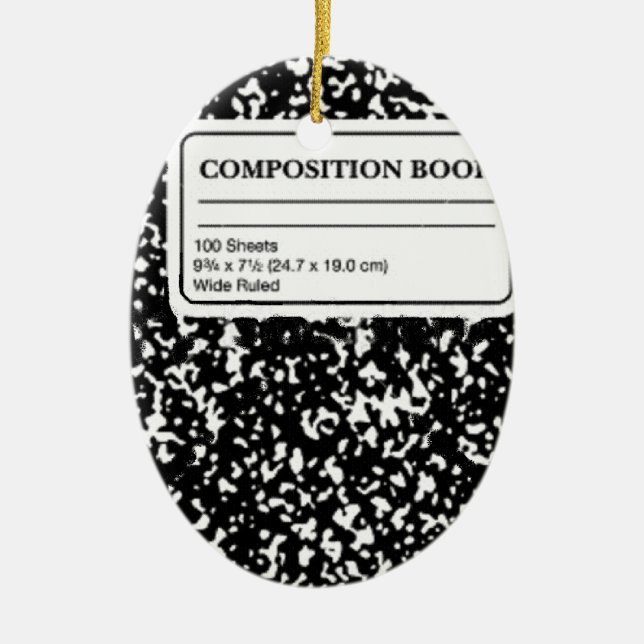 Composition Book Ceramic Ornament (Front)