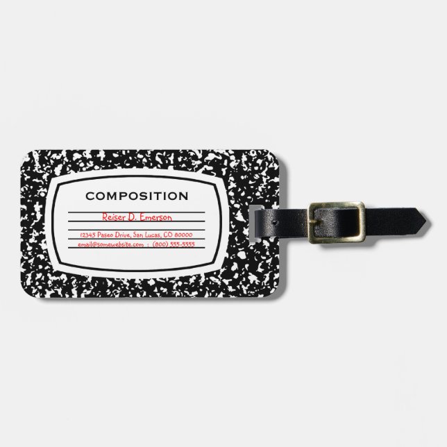 composition book luggage tag (Front Horizontal)