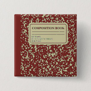 Composition Book/Student-Teacher 2 Inch Square Button