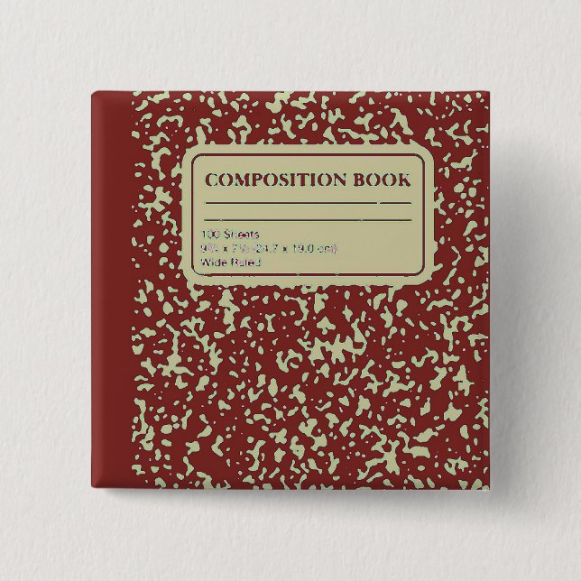 Composition Book/Student-Teacher 2 Inch Square Button (Front)