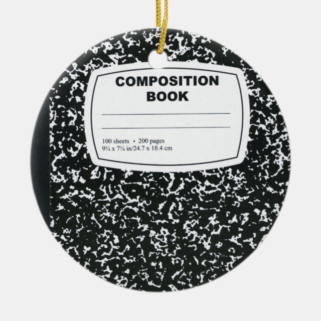 Composition Book Student Teacher Ceramic Ornament (Front)