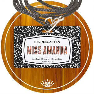 composition book teacher id badge