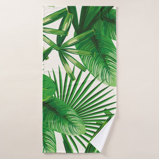 Composition exotique tropicale verte naturelle feu (Serviette de bain)