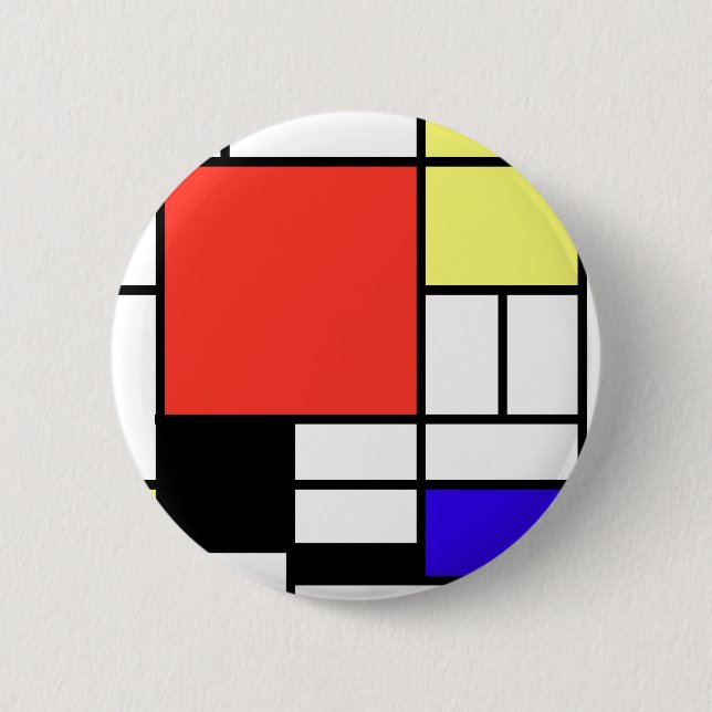 Composition , Mondriaan 2 Inch Round Button (Front)