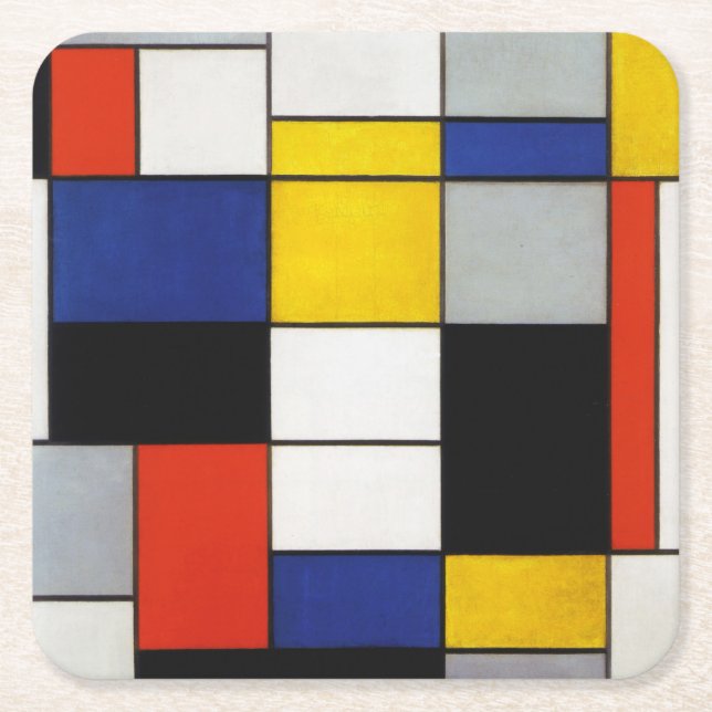 Composition, Mondrian Square Paper Coaster (Front)