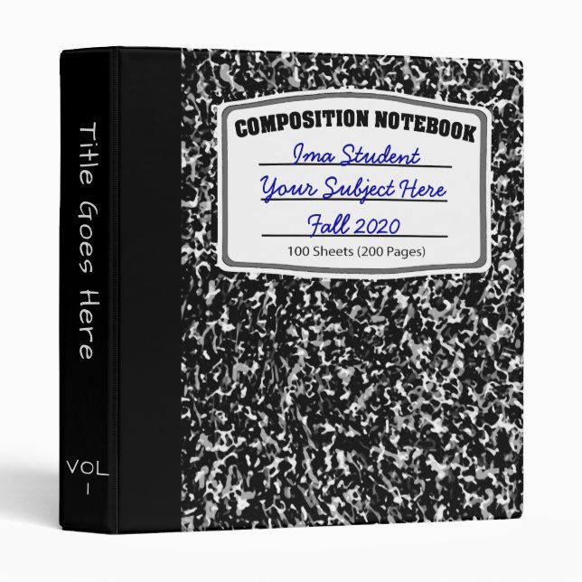 Composition Notebook Binder (Front/Spine)