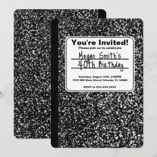 Composition Notebook Birthday Invitation
