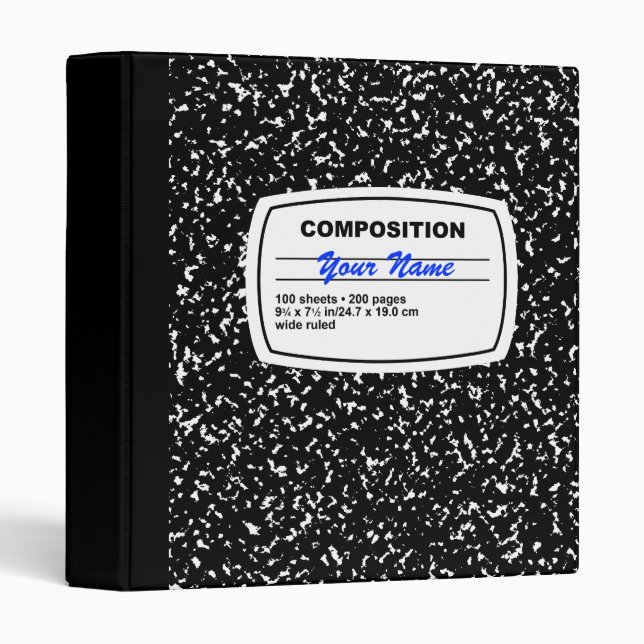 Composition Notebook Customizable Binder (Front/Spine)