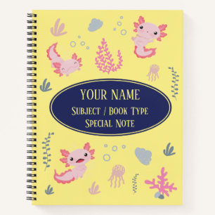 Composition Notebook Cute Axolotl Aquatic Pattern
