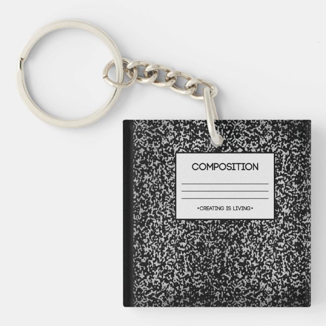 Composition Notebook Design Keychain (Front)