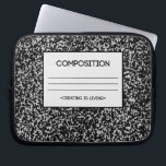 Composition Notebook Design Laptop Sleeve<br><div class="desc">Image of composition notebook design with the quote "Creating is Living"</div>