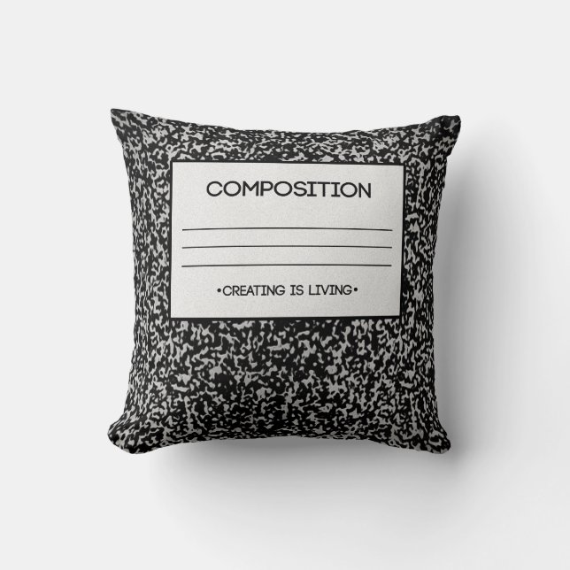 Composition Notebook Design Throw Pillow (Front)