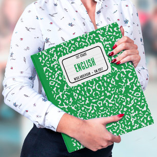 Composition Notebook Student School Teacher Green Binder