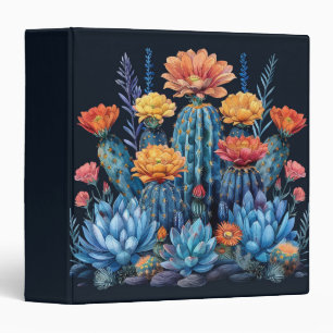 Composition of flowering cacti, succulents binder