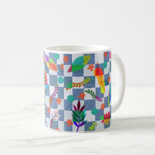 Composition of flowers and leaves coffee mug