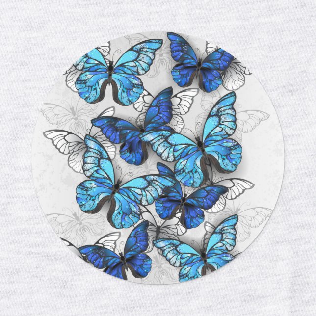 Composition of White and Blue Butterflies (Design 1)