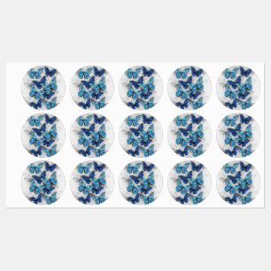 Composition of White and Blue Butterflies