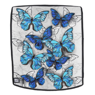 Composition of White and Blue Butterflies Backpack